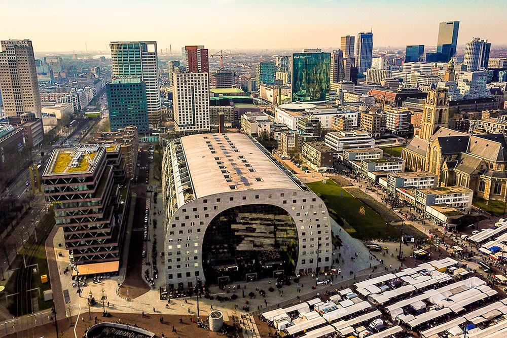 Aerial-view-of-the-Market-Hall-in-Rotterdam